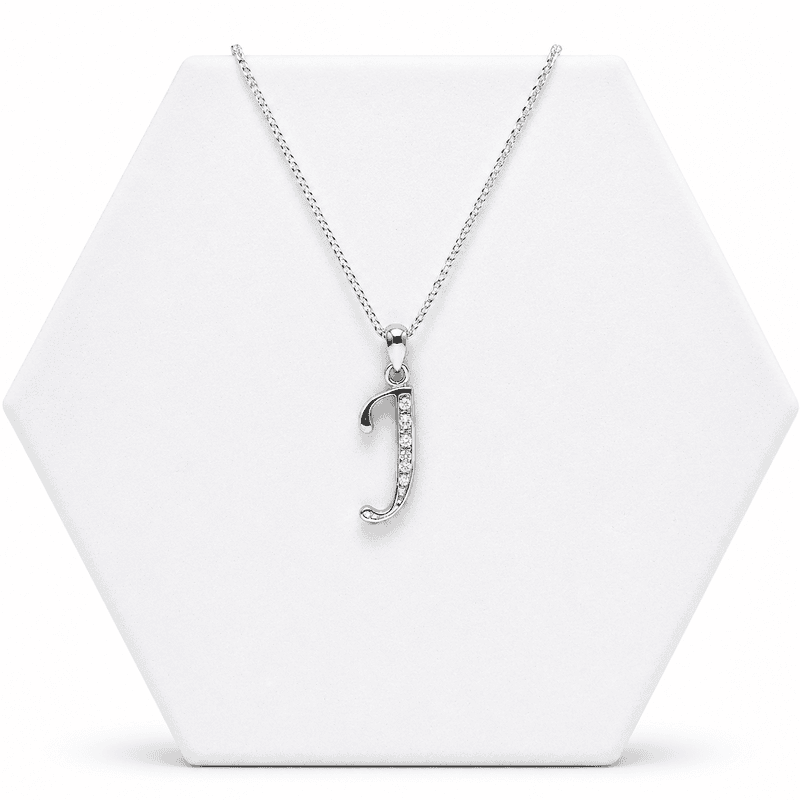 Silver Alphabet J pendent with Chain - 18