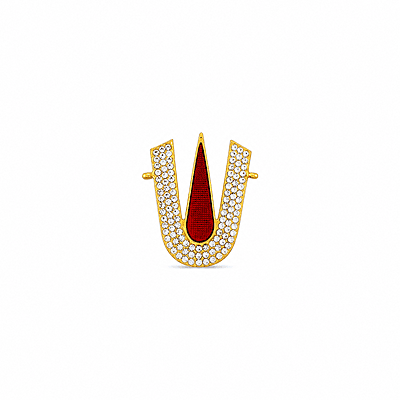 Gold Plated Stone Studded Thirunamam Tilak Sticker | Traditional God Namam Decorative Accessory