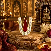 Gold Plated Stone Studded Thirunamam Tilak Sticker | Traditional God Namam Decorative Accessory
