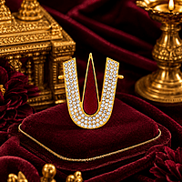 Gold Plated Stone Studded Thirunamam Tilak Sticker | Traditional God Namam Decorative Accessory