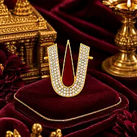 Gold Plated Stone Studded Thirunamam Tilak Sticker | Traditional God Namam Decorative Accessory