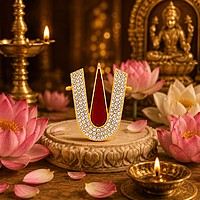 Gold Plated Stone Studded Thirunamam Tilak Sticker | Traditional God Namam Decorative Accessory