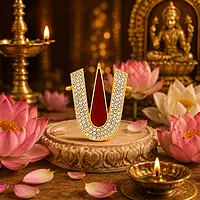 Gold Plated Stone Studded Thirunamam Tilak Sticker | Traditional God Namam Decorative Accessory