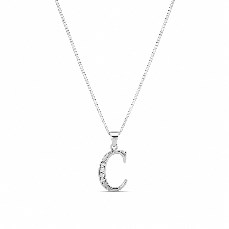 92.50 Silver Alphabet C pendent with Chain - 18