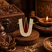 Gold Plated Stone Studded Thirunamam Tilak Sticker | Traditional God Namam Decorative Accessory