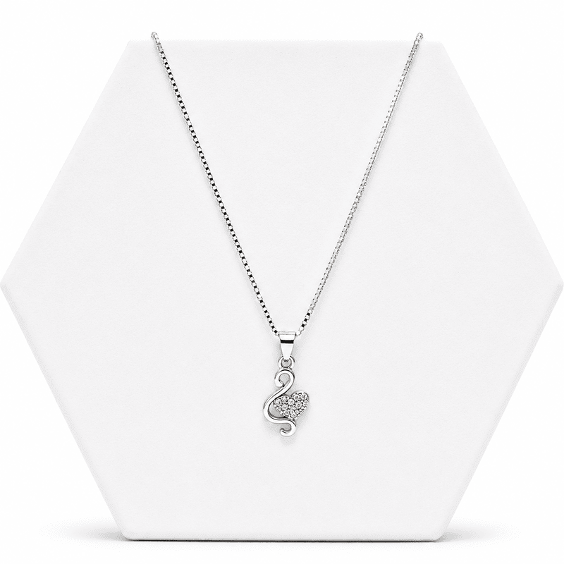 92.50 Silver SWAN WITH HEART pendent with Chain - 18