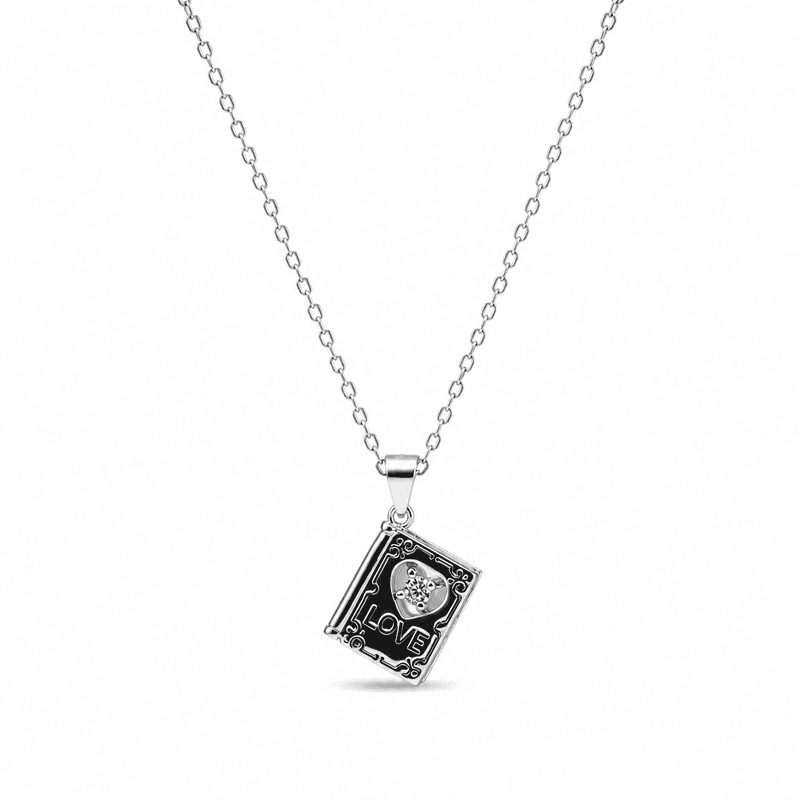 92.50 silver Love Book openable pendent with chain - 18
