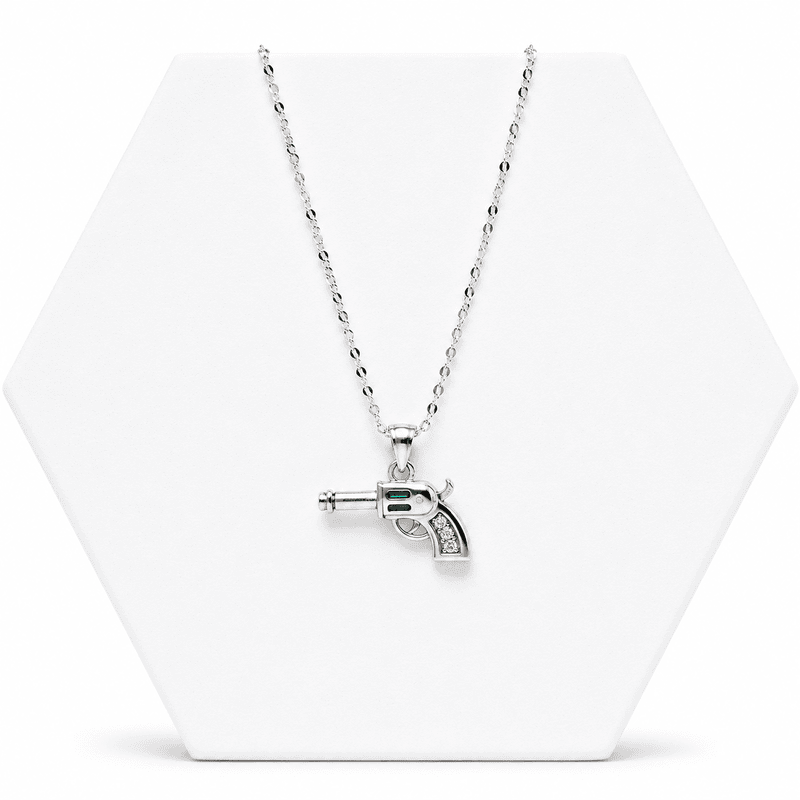 92.50 Silver Gun Shaped Pendent with chain - 18