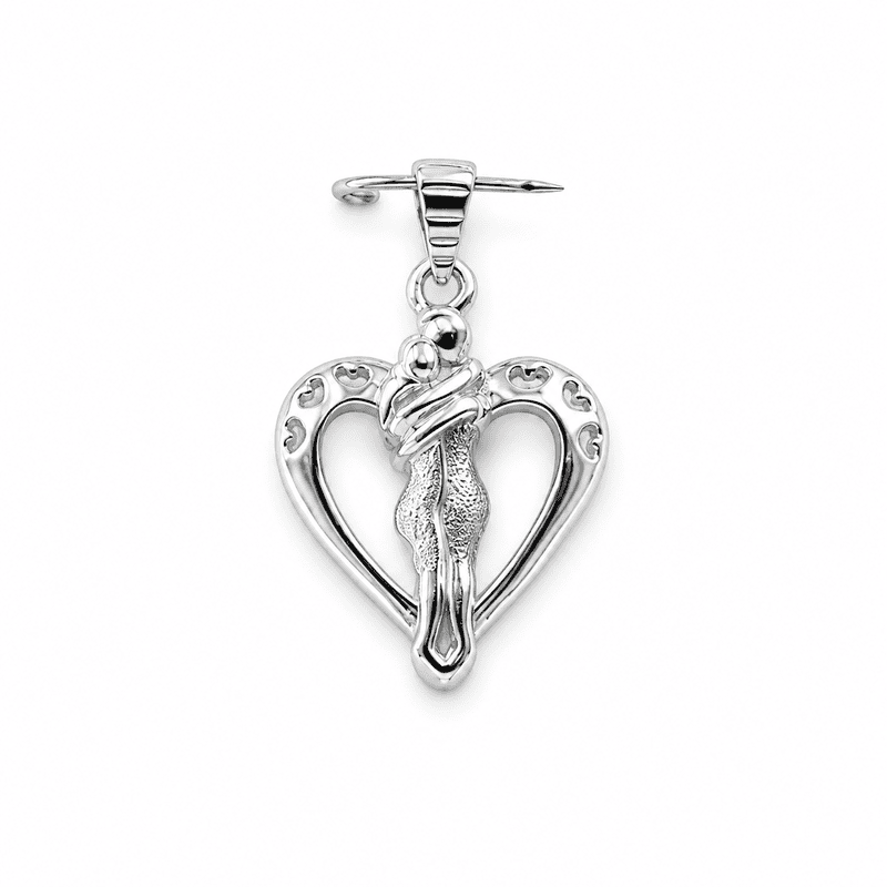 92.50 Silver Heart with Couples Pendent - 3