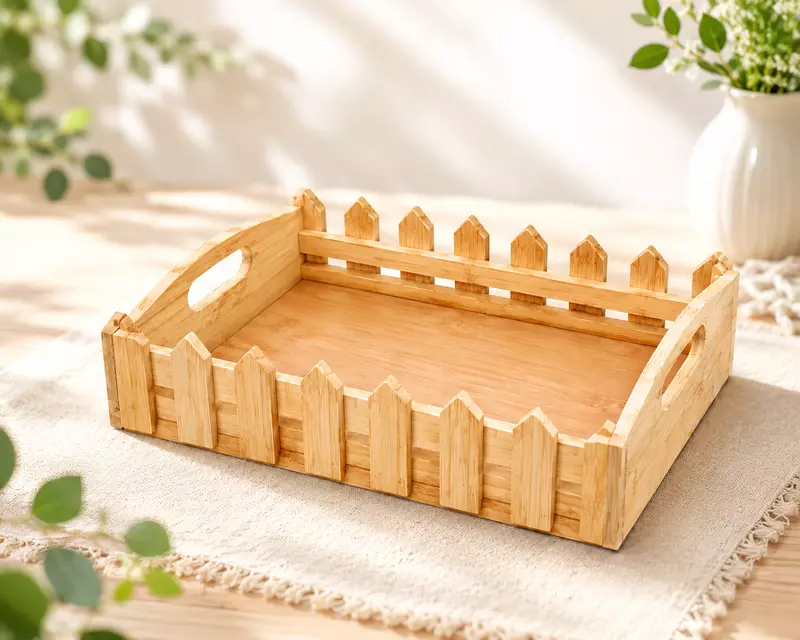 Pinewood picket fence serving tray