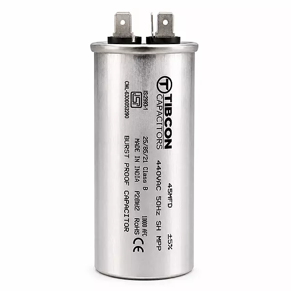 TIBCON 45 MFD (40x102) 440V AL MT AIR CONDITIONERS BURST PROOF CAPACITOR