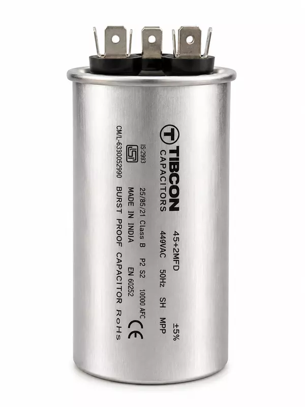 TIBCON 45+2/4/6 MFD Dual Capacitance Capacitor for Air Conditioner |BURST PROOF