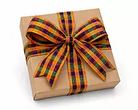 Small Plaid Ribbon-Orange, Black & Gold-4 cms-10 yards