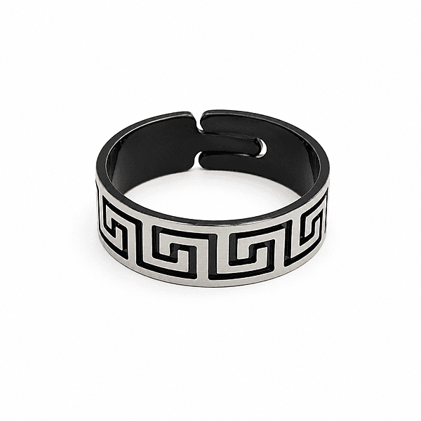 92.50 Men’s Band Ring – Modern Greek Key Design
