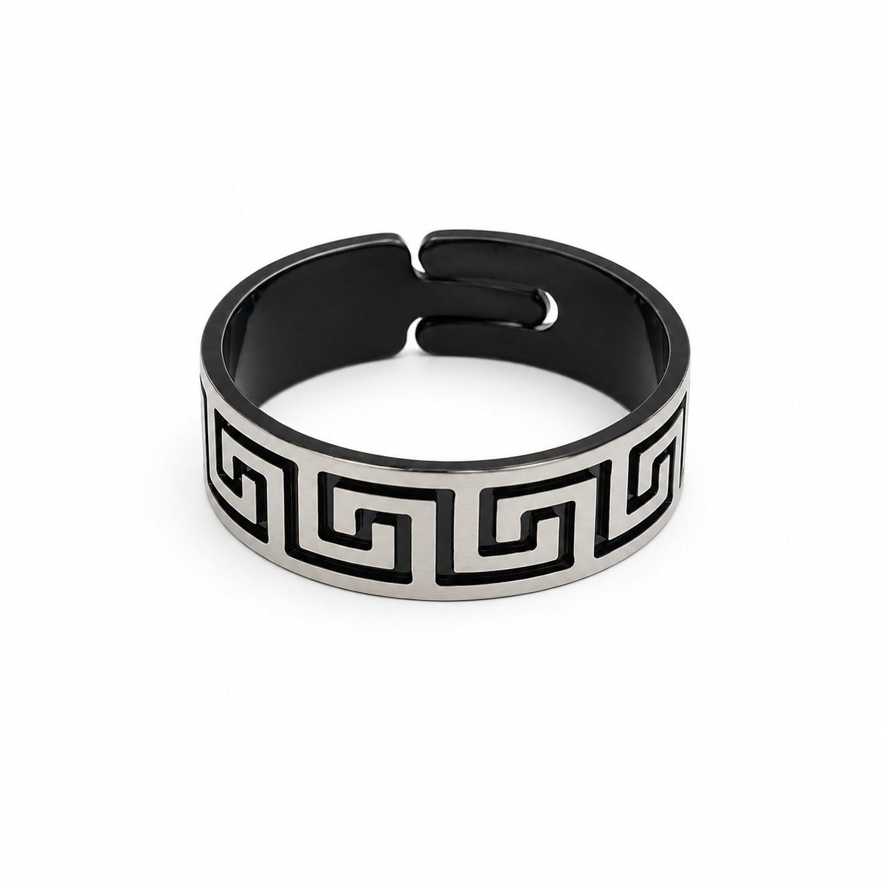92.50 Men’s Band Ring – Modern Greek Key Design