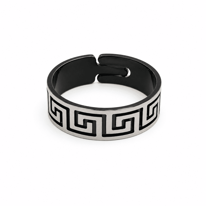 92.50 Men’s Band Ring – Modern Greek Key Design