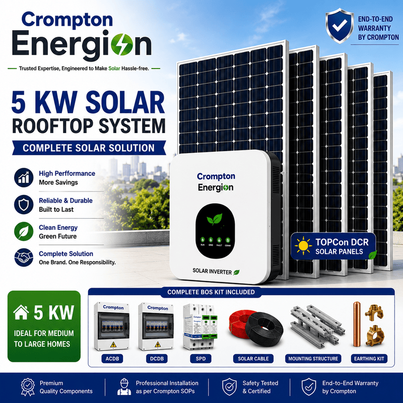 5 KW Crompton On-Grid Solar System with Topcon DCR panels