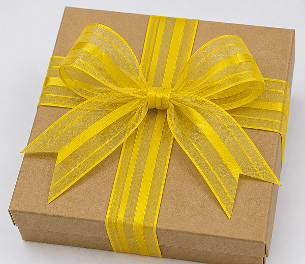 Sheer ribbon with Satin Stripe-Yellow-4 cms-10 yards
