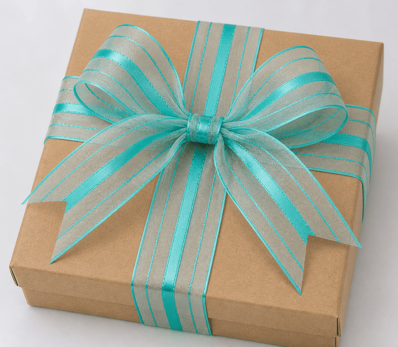 Sheer ribbon with Satin Stripe-Mint-4 cms-10 yards
