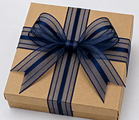 Sheer ribbon with Satin Stripe-Midnight Blue-4 cms-10 yards