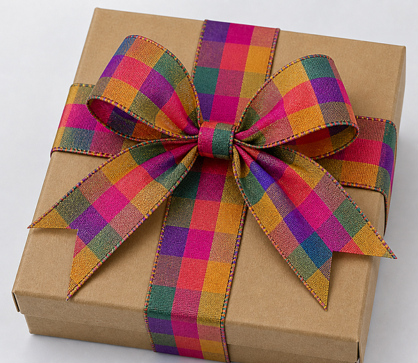 Check Fabric Ribbon-Multi Colour-4 cms-10 yards