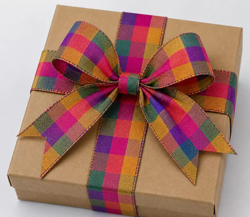 Check Fabric Ribbon-Multi Colour-4 cms-10 yards