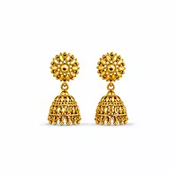 Traditional Gold Plated Floral Jhumka Earrings for Women | Ethnic Temple Style Drop Earrings