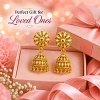 Traditional Gold Plated Floral Jhumka Earrings for Women | Ethnic Temple Style Drop Earrings