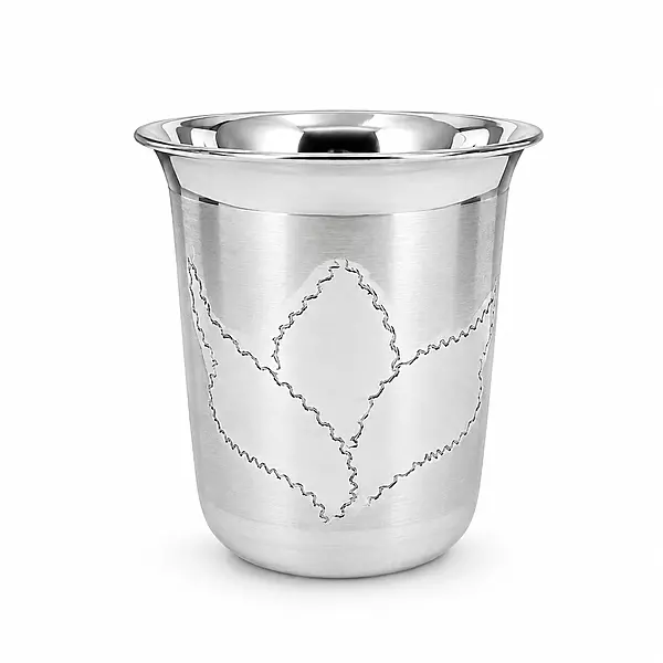 Sterling Silver Designer Pooja Glass Tumbler | Traditional Silver Drinking Glass