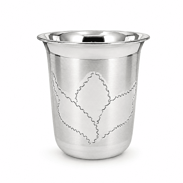 Sterling Silver Designer Pooja Glass Tumbler | Traditional Silver Drinking Glass