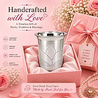 Sterling Silver Designer Pooja Glass Tumbler | Traditional Silver Drinking Glass
