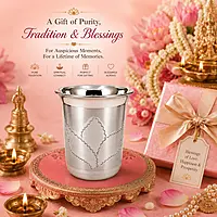 Sterling Silver Designer Pooja Glass Tumbler | Traditional Silver Drinking Glass