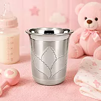 Sterling Silver Designer Pooja Glass Tumbler | Traditional Silver Drinking Glass
