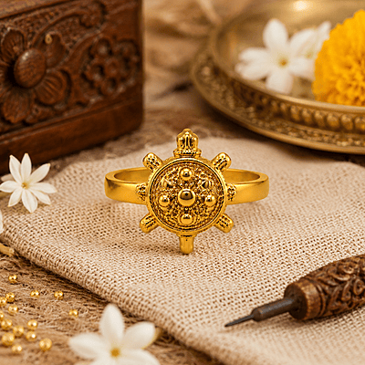 Panchaloha Tortoise Design Ring for Men and Women | Traditional Adjustable Spiritual Ring