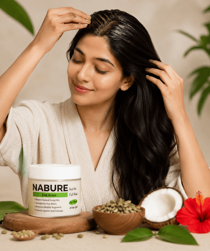 NABURE Root Revive Hair Care Ritual Combo – Hair Mask with Serum, Hair Oil & Powder Shampoo