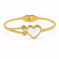 Premium Heart Adjustable Hand Bracelet for Women | Gold Plated Crystal Open Cuff Bracelet
