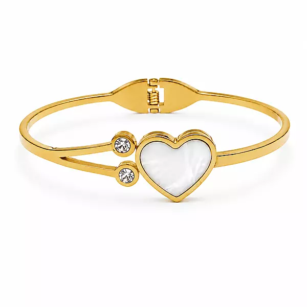 Premium Heart Adjustable Hand Bracelet for Women | Gold Plated Crystal Open Cuff Bracelet