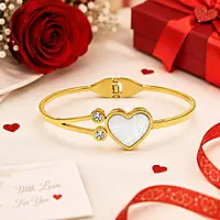 Premium Heart Adjustable Hand Bracelet for Women | Gold Plated Crystal Open Cuff Bracelet