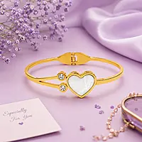 Premium Heart Adjustable Hand Bracelet for Women | Gold Plated Crystal Open Cuff Bracelet