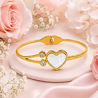 Premium Heart Adjustable Hand Bracelet for Women | Gold Plated Crystal Open Cuff Bracelet