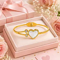 Premium Heart Adjustable Hand Bracelet for Women | Gold Plated Crystal Open Cuff Bracelet