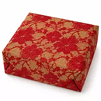 Faux Burlap Jute Roll with Lace - Red