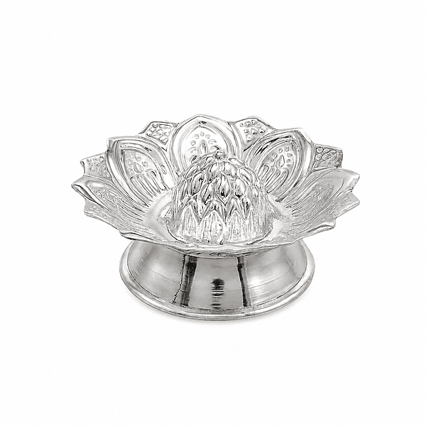 Sterling Silver Lotus Floral Base Incense Holder Approx 12 Gram