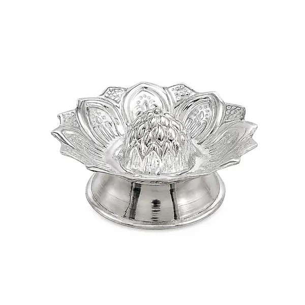 Sterling Silver Lotus Floral Base Incense Holder Approx 12 Gram