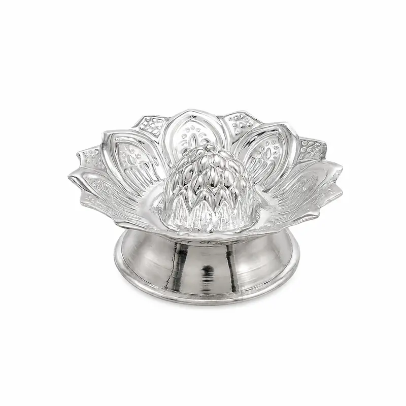 Sterling Silver Lotus Floral Base Incense Holder Approx 12 Gram