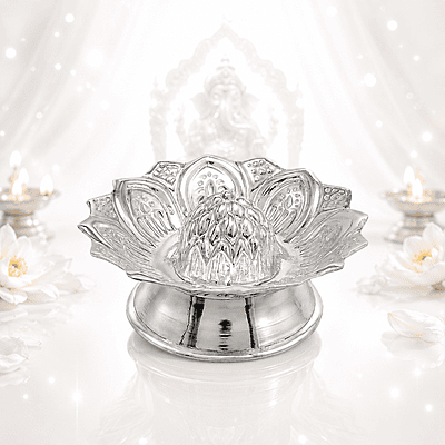 Sterling Silver Lotus Floral Base Incense Holder Approx 12 Gram