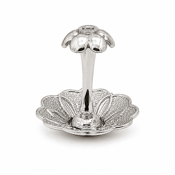 Sterling Silver Lotus Agarbatti Stick Stand | Decorative Incense Holder for Pooja