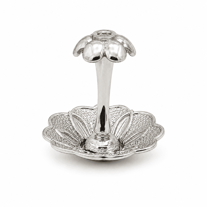 Sterling Silver Lotus Agarbatti Stick Stand | Decorative Incense Holder for Pooja