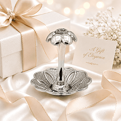 Sterling Silver Lotus Agarbatti Stick Stand | Decorative Incense Holder for Pooja