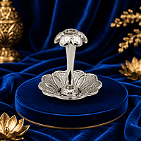 Sterling Silver Lotus Agarbatti Stick Stand | Decorative Incense Holder for Pooja